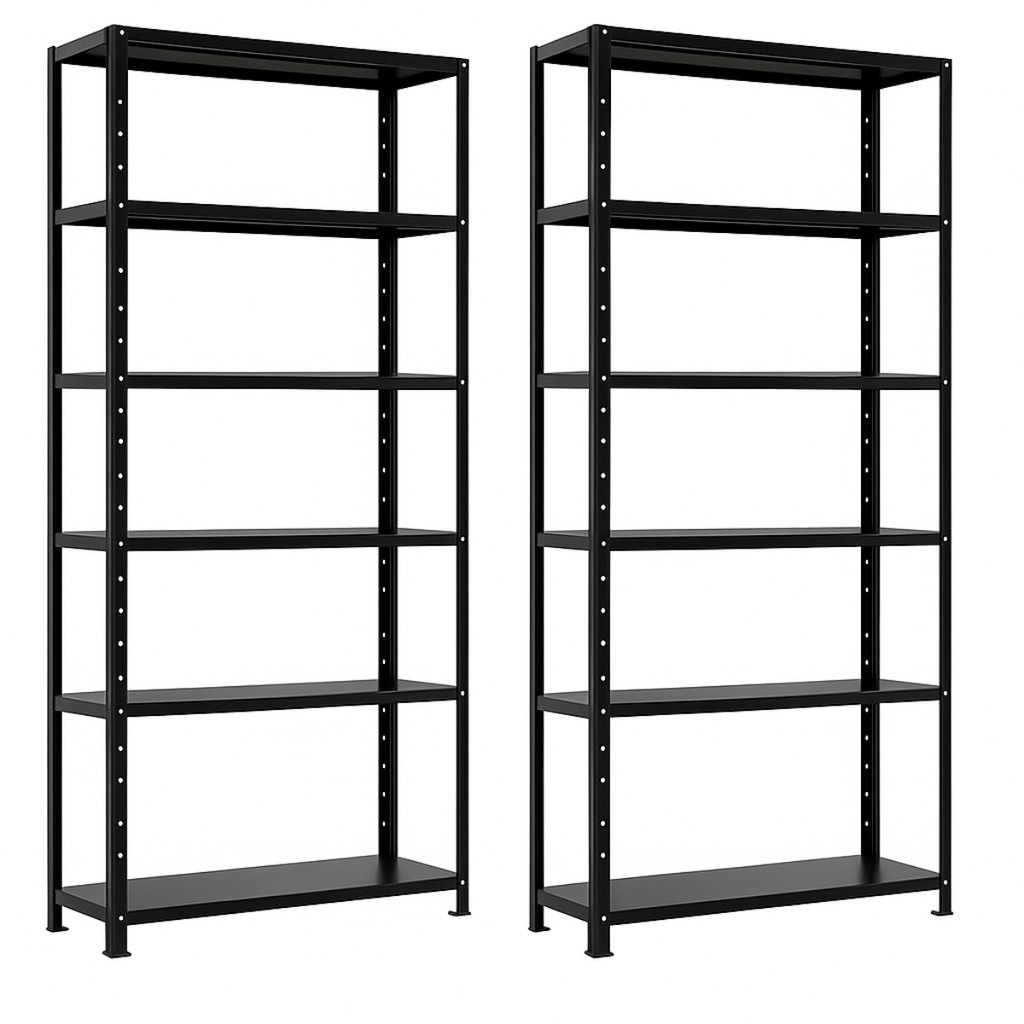 Kit 2 Prateleira Estante Armário Aço 6 Bandejas 90cm Preto R