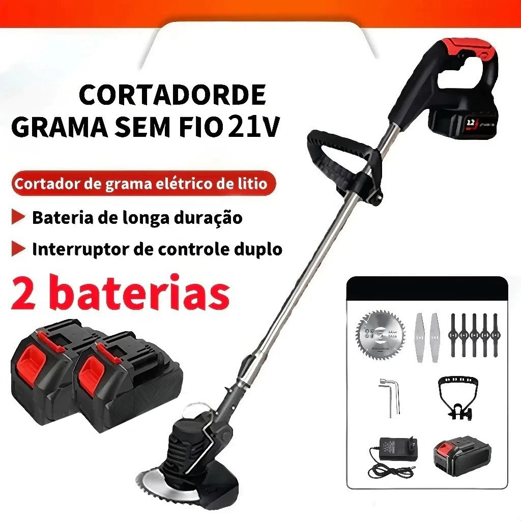 Aparador Cortador De Grama cortador de grama elétrico sem fio com bateria de lítio de 21 V recarregável
