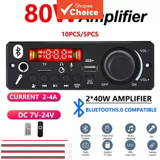 Placa Amplificadora Bluetooth Compacta | Entrada CC Ultra-Larga 7V-24V 2*40W 10/5 Unidades | Inclui Cabo de Alimentação em Oferta na Shopee
