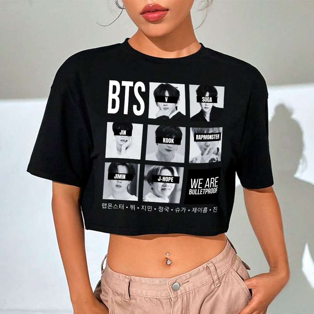 Blusa Cropped Basica Feminina Bts Grupo Coreano Kpop Integrantes Army ...