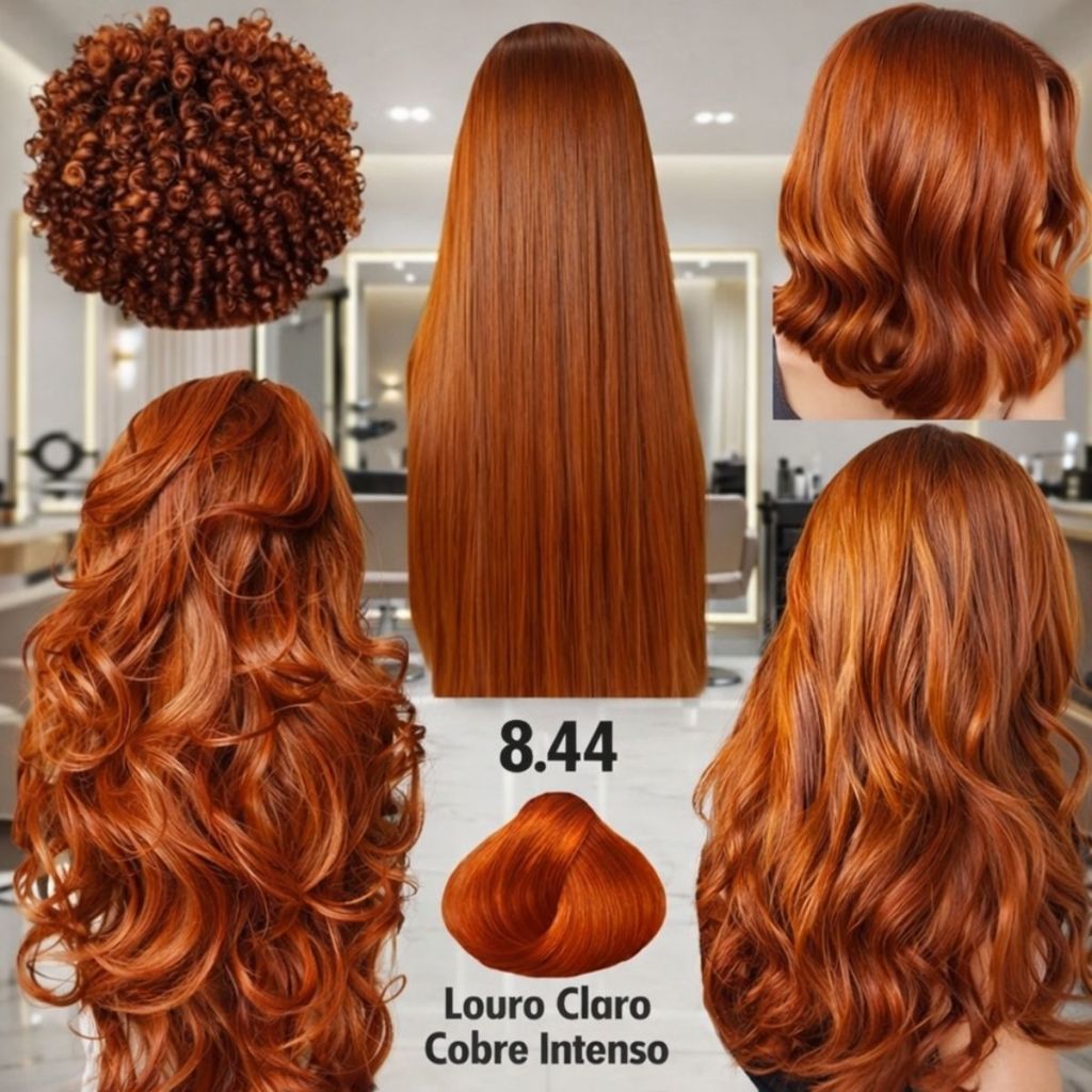Tonalizante Ruivo | Tom 7.44 ou 8.44 Cobre Intenso + OX | 2 Tintas