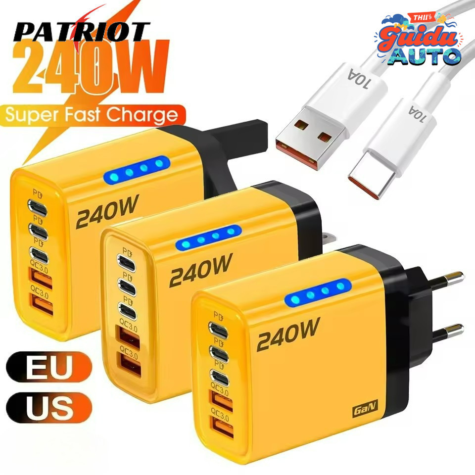Carregador De Parede USB Duplo 240W 5 Portas Carregamento Rápido