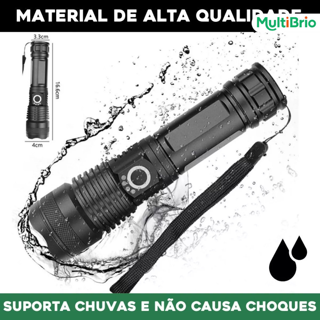 Lanterna tática T9 P50 Super Power: a mais poderosa do mercado, muito adequada para áreas rurais, fazendas, Camping e