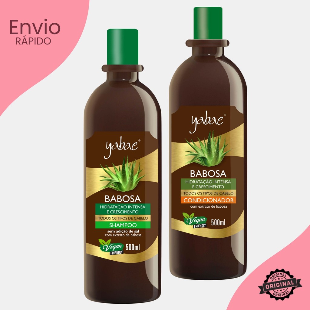 Shampoo e Condicionador Babosa Yabae 500ml Vegano | Shopee Brasil