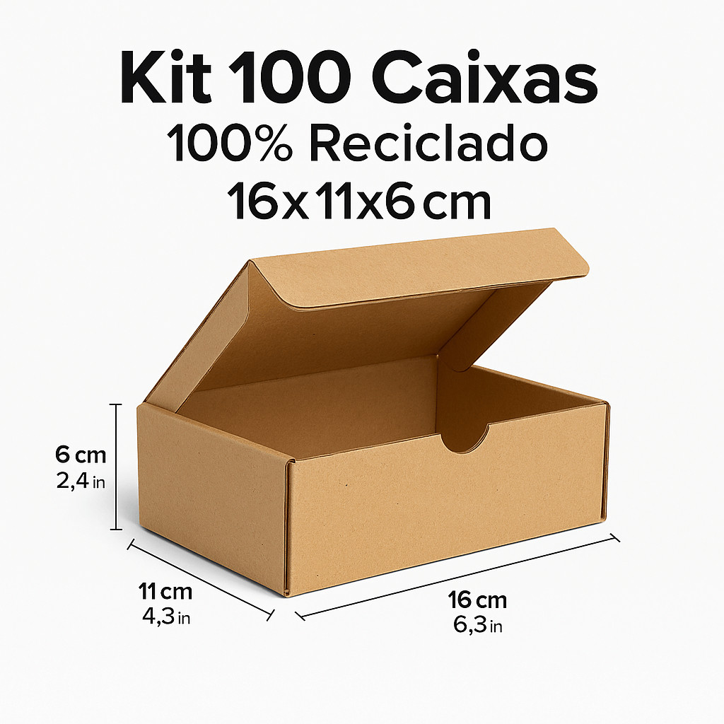 100 Caixas de Papelão Sedex 16x11x6 Pequena Correios Envios Com ...