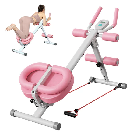 Esteira Abdominal Multifuncional com Tela LED Ajustável 5 Níveis Banco Dobrável Para Abdômen E Glúteos Suporta