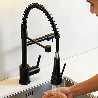 Torneira De Cozinha Gourmet Alça Única Com Extensor De Spray Tubo De Água Flexível Superior Prateado Para Ajuste em Oferta na Shopee