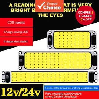 Luz De Tira Interior Do Carro 108LED 12-24V-Lâmpada De Leitura De Teto Com Interruptor Para Van , Caminhão , Campista , em Oferta na Shopee