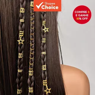 36 Peças Acessórios Dreadlock Para Mulheres Pingente De Estrela Anéis De Cabelo Cordão De Embrulho em Oferta na Shopee