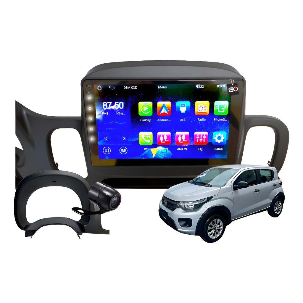 Kit Multimídia Mp10 Carplay Android Auto Mobi Painel Preto | Shopee Brasil