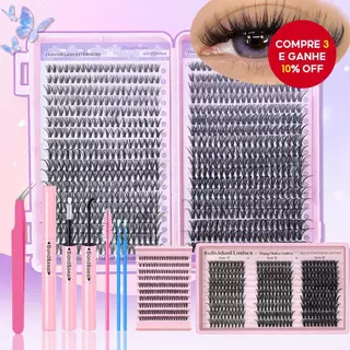 Conjunto de Extensão de Cílios DIY Tufinho Único, 9-18mm Mix 30D 40D 50D 80D com Cola e Pinça para Iniciantes, Conjunto em Oferta na Shopee