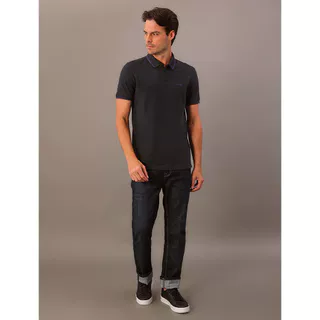 Camisa Polo Masculina Básica Com Friso Calvin Klein - Azul Marinho em Oferta na Shopee