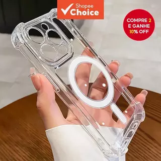 Capa Magnética Transparente À Prova De Choque Para iPhone 11-16 Pro Max/Plus | Proteção Total em Oferta na Shopee