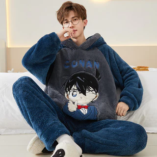 Pijamas jovens homens inverno velo Extra grosso Coral velo 2025 novo estilo outono inverno estilo meninos júnior estudan em Oferta na Shopee