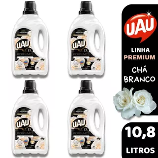 4 Lava Roupas Liquido Uau Inglesa Chá Branco Perfumes 2,7 L