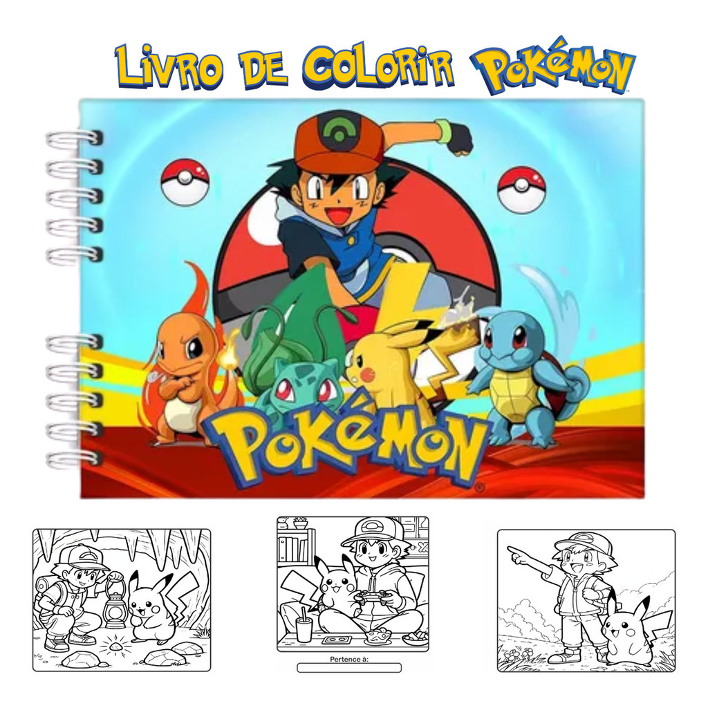 Livro De Colorir Pokémon A5 50 Folhas 180g Laminação Brilhosa ou Fosca ...