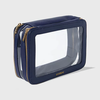 Nécessaire Azul Marinho com Transparência - Double Crystal Case em Oferta na Shopee