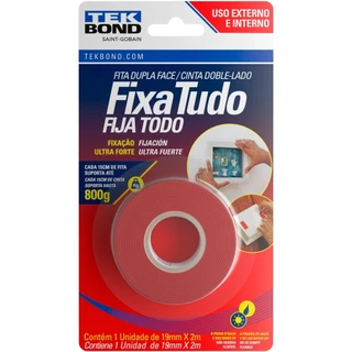 Fita dupla face acrílica 19 mm x 2 m uso externo - Fixa Tudo - Tekbond em Oferta na Shopee