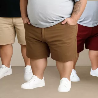 Kit 3 Bermuda Sarja Masculina Plus Size 60 Ao 66 Extra Grande