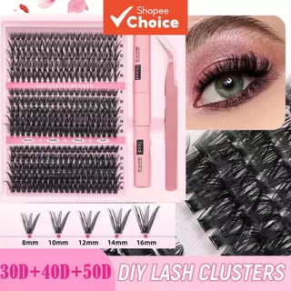 Kit De Extensão De Cílios , Clusters De Penugem De Volume Grosso De 8-16 Mm Individuais Com Pinça De Ligação DIY em Oferta na Shopee