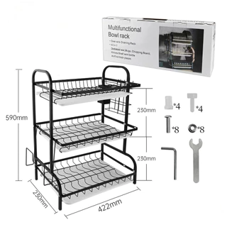 Escorredor 3 Níveis Para Louça com Bandeja Coletora e Porta Talheres  marisa em Oferta na Shopee