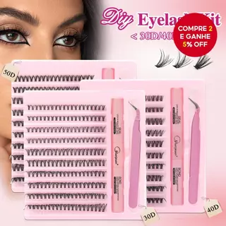 Kit De Extensão De Cílios Manjesen-Pacote Com 200 Cola E Pinças , Ondulados Em Forma De D em Oferta na Shopee