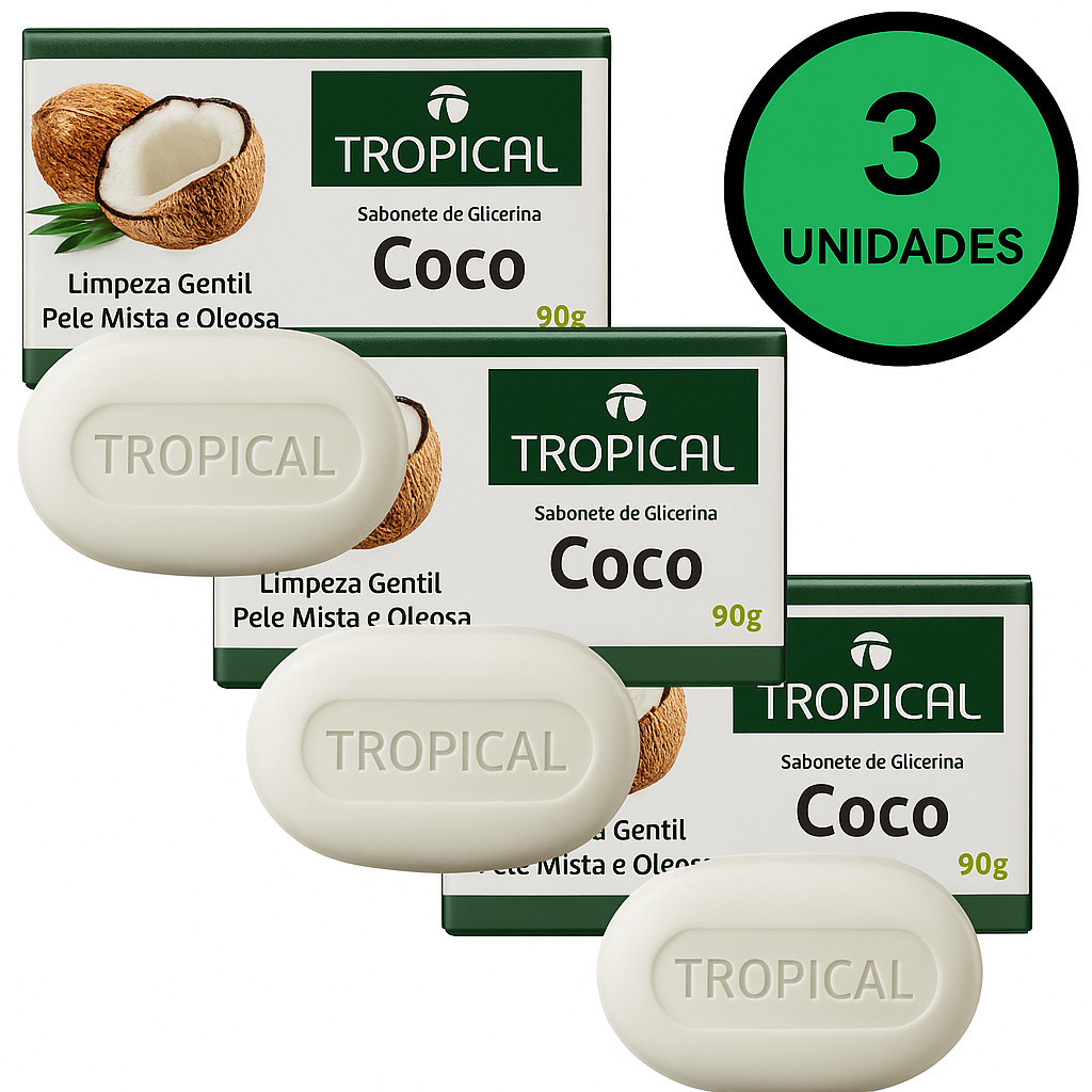 Kit Sabonete Tropical de Coco 90g – escolha 1, 2, 3 ou 6 unidades para ...