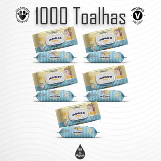 Kit com 10 Pacotes de Toalhas Umedecidas Mamito Baby Premium - 100 Folhas 20x13 cm - 98% Água em Oferta na Shopee