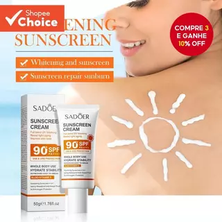 SADOER Protetor Solar Clareador À Prova D'água De Suor Hidratante Duradouro 50g Fps 90 + PA + + em Oferta na Shopee