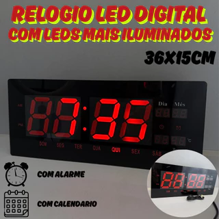 Relógio Digital De Led De Mesa E Parede 36x15CM Tela Grande Com Calendário Mês Dia Ano E Temperatura em Oferta na Shopee