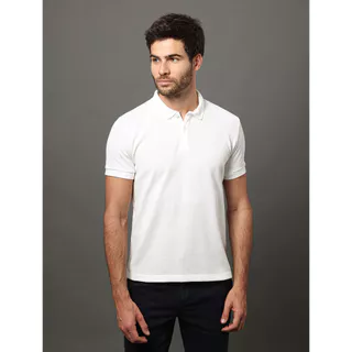 Polo Masculina Slim Malha Tricot Calvin Klein - Branco em Oferta na Shopee