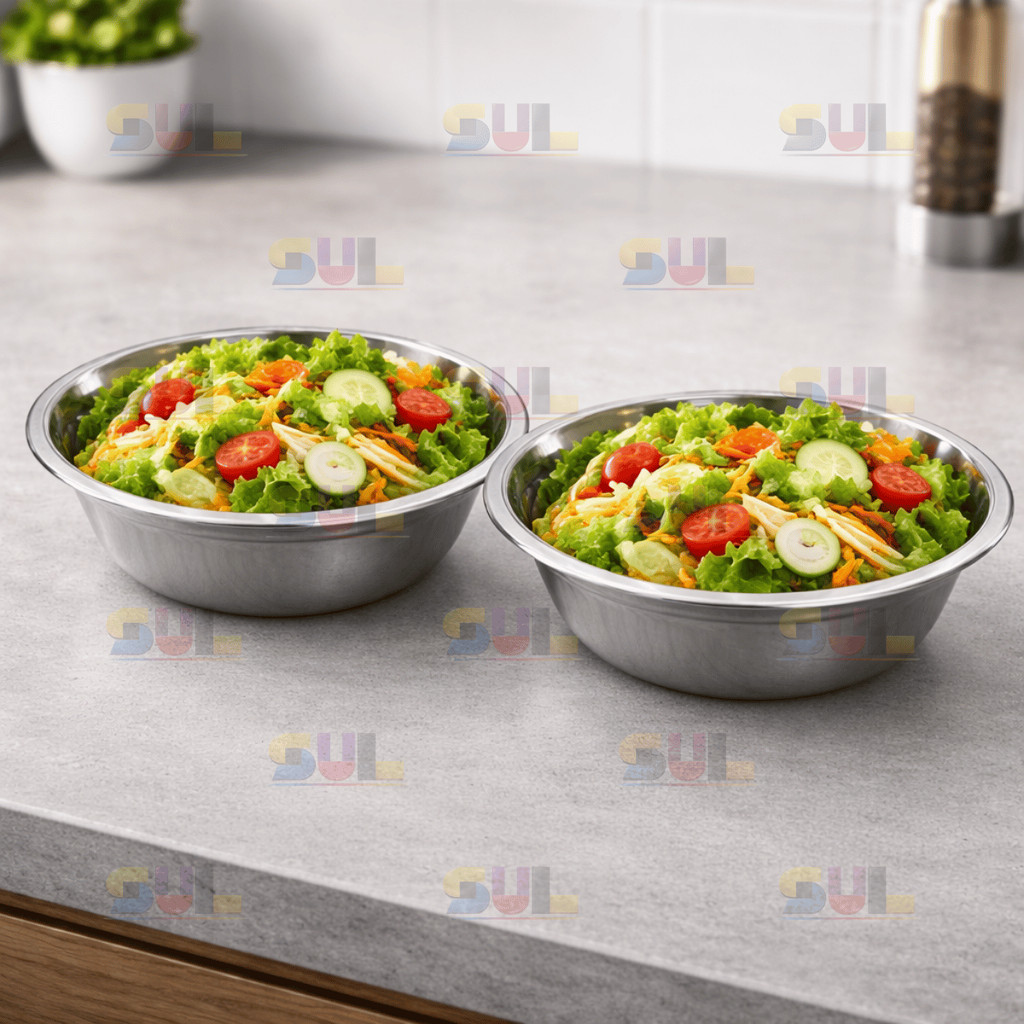 Kit 2 Tigela Saladeira GRANDE 17CM Multiuso AÇO BRILHOSO POL