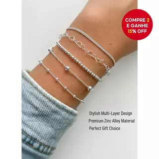 Conjunto De Pulseira De Coração Com Corrente De Contas , 5 Peças Para Mulheres , Meninas , Joias Da Moda , Presente De A em Oferta na Shopee
