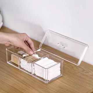 Caixa em CRISTAL Acrílico organizador com 3 Divisórias e Tampa Transparente para Maquiagens e Jóias em Oferta na Shopee