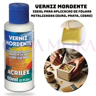 Verniz Mordente Acrilex Para Folheação Ouro Prata Cobre 60ml