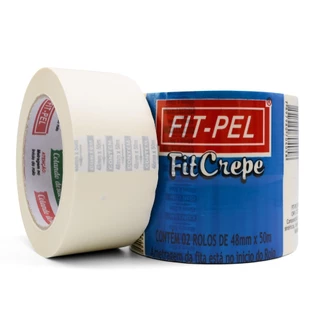 Fita crepe adesiva 48 mm x 50 metros com 2 peças  - 10402104 Fit-Pel em Oferta na Shopee