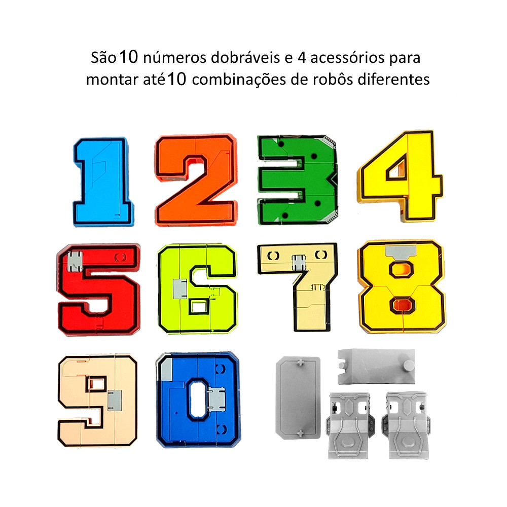 Brinquedo Educativo de Montar Números Transformes Vira Robô