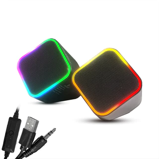 Caixa De Som Som Claro Nítido Profundo Estéreo 2.0 RGB 6W RMS USB E P2 Plug & Play