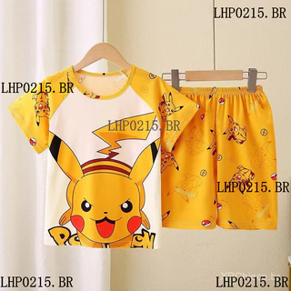 Pijamas infantis de 2 a 14 anos, meninos, verão, moda Casual, manga curta, roupa de dormir em Oferta na Shopee