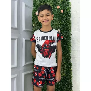Pijama Infantil Masculino Heróis Suede Macio Homem Aranha Hulk Batman em Oferta na Shopee
