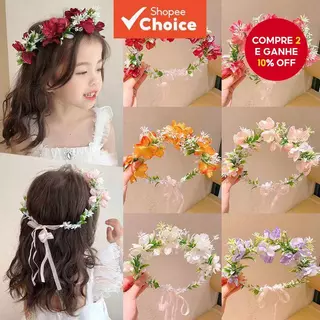 Meninas Flor Coroa Bandana Fada Princesa Guirlanda Estilo Floresta Acessório De Cabelo Para Festival em Oferta na Shopee