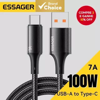 ESSAGER 7A Cabo USB C Rápido De 100W De Carregamento Dados Para Mac Book Xiaomi em Oferta na Shopee