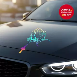 Adesivos de Vinil Religiosos Cristãos para Carro: Adesivo de Mãos em Oração com Rosário 1 PC em Oferta na Shopee