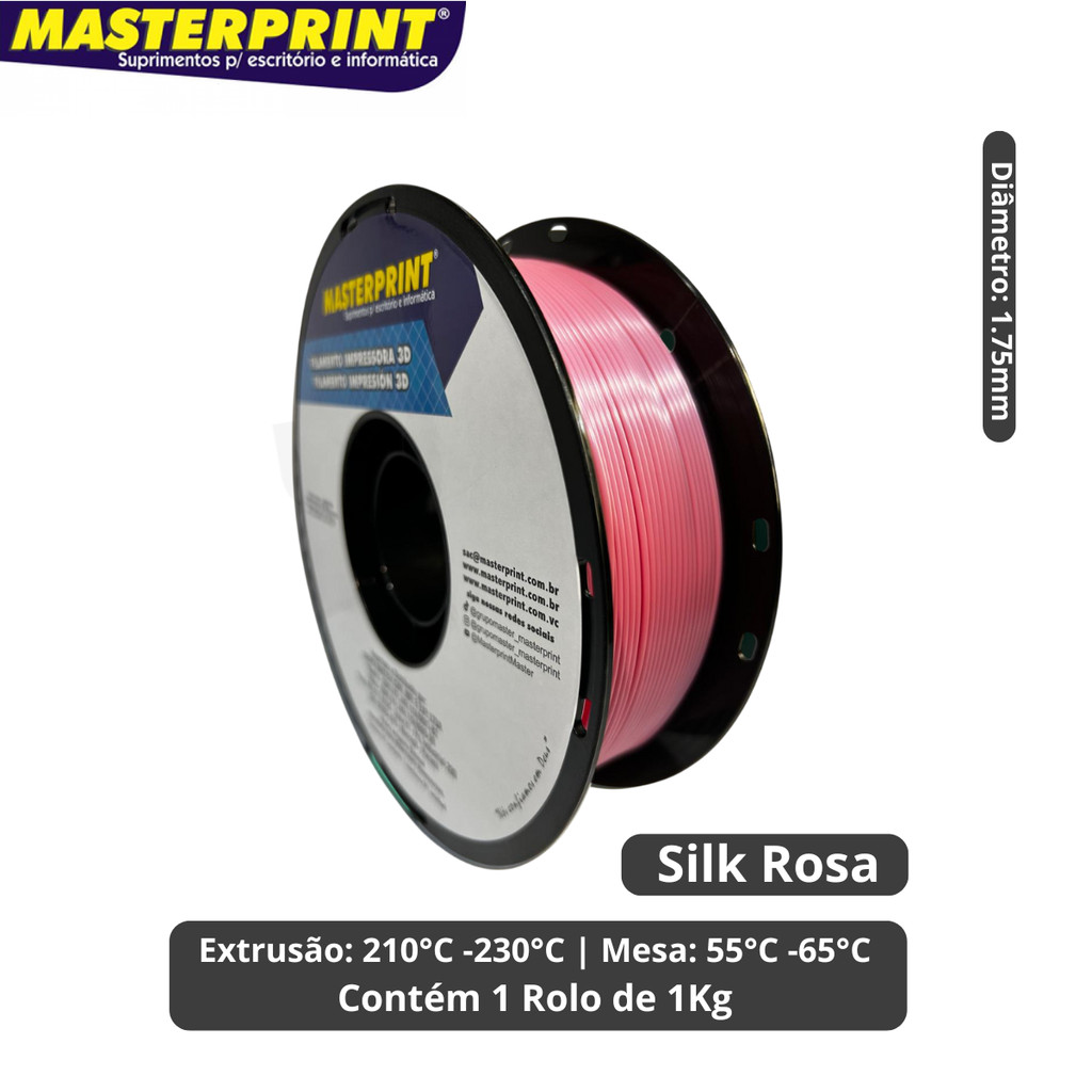 Filamento 3D - PLA Silk Rosa - Rolo 1KG (1.75mm) | Shopee Brasil