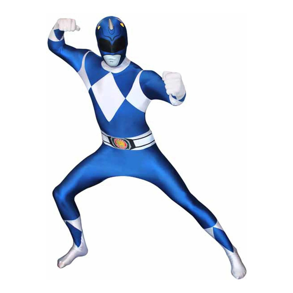 Fantasia Power Rangers Azul Adulto Traje Máscara Cosplay | Shopee Brasil