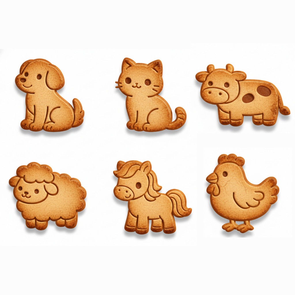Kit 6 Cortador Marcador Cookie Animais Da Fazenda