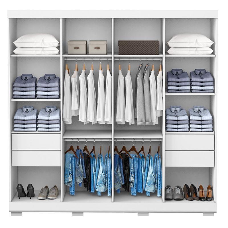 Guarda Roupa Casal Porto 8 Portas 4 Gavetas com Cômoda Sapateira