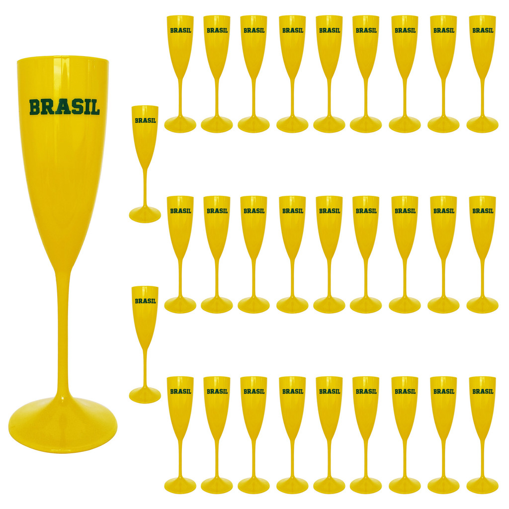 Taça Champanhe PREMIUM Comemoração Kit 30pçs FESTA 170ml Copa BRASIL