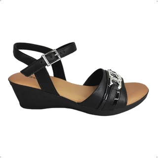 Sandalia Usaflex Couro Ortopedica Anabela Social MM0904 em Oferta na Shopee