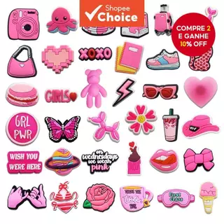 36 Peças Amuletos De Flores De Sapato Rosa Decorações Removíveis De PVC Para Sandálias DIY Sapatos De Praia em Oferta na Shopee